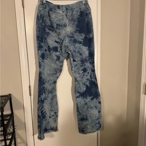 Women’s  Blue Tie-Dye Jeans flare fun boho look hippie comfy